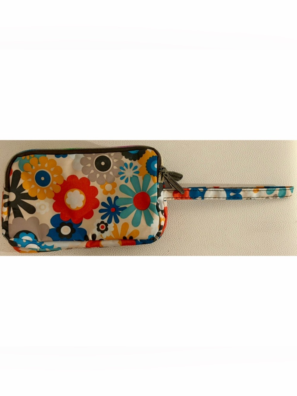 Baobaohui Retro Floral Triple Zip Wristlet Wallet Organizer Rainbow Zipper